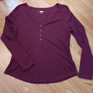 Old Navy Slim Fit Ribbed Burgundy Henley